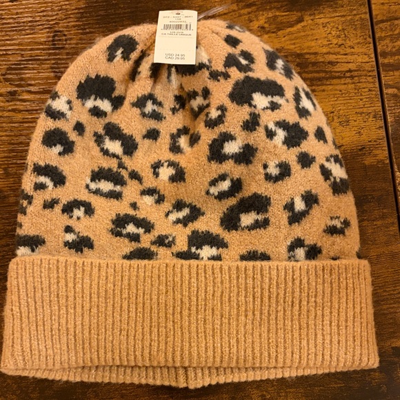 Aerie NWT Leopard Print Leopard Beanies 2 available- Tan and Black - Picture 2 of 5